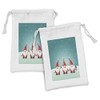 Lunarable Gnome Fabric Pouch Set of 2, Winter Time with