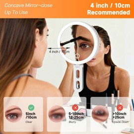 Travel Makeup Mirror with Lights, Lighted Magnifying Mirror 10X, 4-in-1 Portable for Handheld, Tabletop, Hanging and Wall Mount with Suction Cup and 3 Color Light, Ideal Gift for Women and Seniors