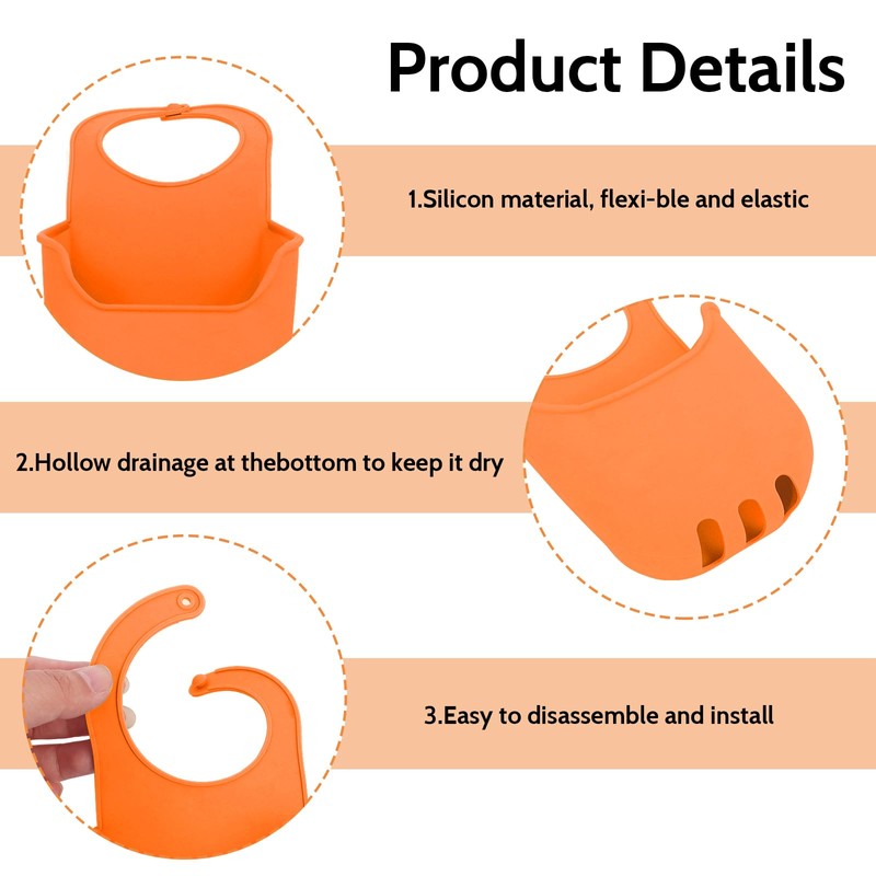 Minicoco Modern Orange Sink Sponge Holder Caddy for Kitchen and