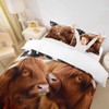 Highland Cattle Couple Duvet Cover Set Twin,Cow Fur Bedding Set