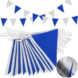 Navy Blue and Silver Reusable Bunting Banner，Topeedy 20m52pcs Outdoor Waterproof Pennant Flags Perfect for Birthday Wedding Party Decoration