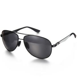 Aroncent Unisex Sunglasses, Radiation Protection Polarised Sunglasses, Full Rim Sunglasses, Black, Black: