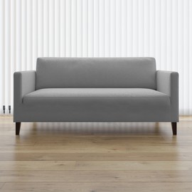 No. 918 Belmonte Modern Honeycomb Stretch Fit Elastic Loveseat Cover, Gray