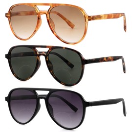 zooxsky 3 Pack Aviator Bifocal Reading Sunglasses for Women Men Retro Oversized Pilot Sun Readers Glasses Lens Shades UV400+1.50