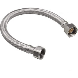 EZ-FLUID EZ-Fluid 15-Inch Braided Flexible Stainless Steel Water Heater Connector For Female Iron Water Pipes Fitting, 3/4-Inch FIP x 3/4-Inch FIP