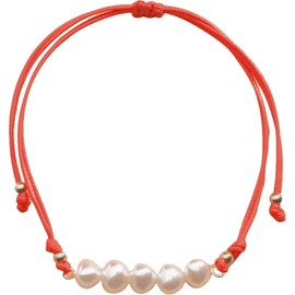 Boho Pearl Ankle Chain Pearl Vintage Rope Ankle Bracelet Baroque Pearl Foot Chain Bracelet Jewelry for Women (Red, One size)