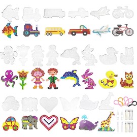QXCFTW Hama Beads, 20pcs Hama Beads Set, Fuse Beads, 5mm Fuse Beads Pegboards Clear Animal Shape Plastic Pegboards Craft Tray, Chain Accessories Gifts for Boys Girls