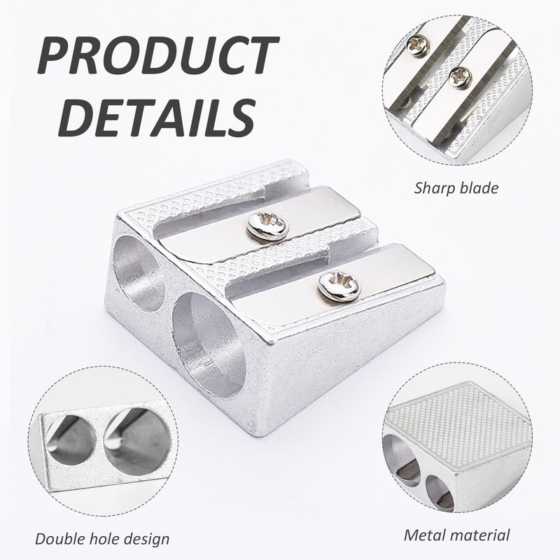 Pack of 5 Pencil Sharpeners with Double Hole Sharpener, Pencil