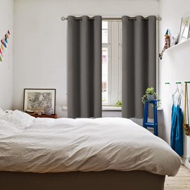 BGment Blackout Curtains for Bedroom - Grommet Thermal Insulated Room Darkening Curtains for Living Room, Set of 2 Panels (42 x 63 Inch, Grey)