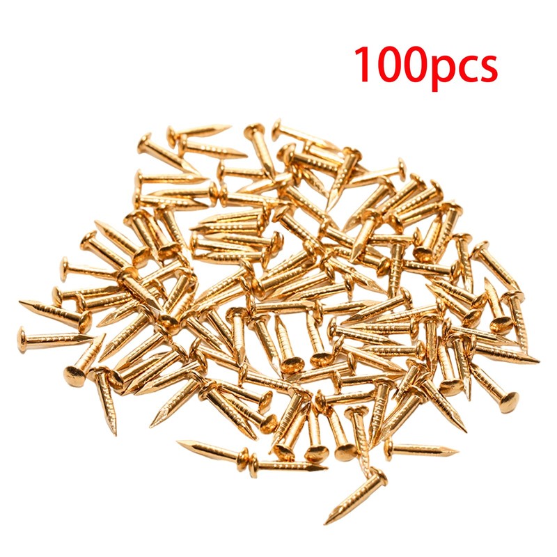 Pocoxll 100 Pcs Tiny Brass Nails, Decorative Wooden Nails for