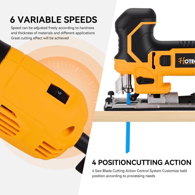 Hotec​he 6.5-Amp Jig Saw Corded 6 Vriable Speed Jigsaw with