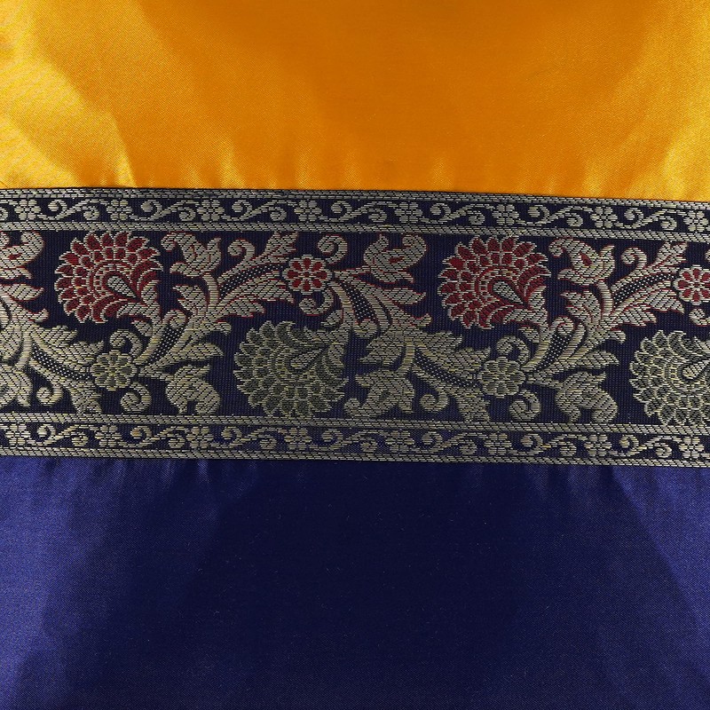 GULAAL ART Blue & Yellow 18x18 Satin Silk Throw Pillow