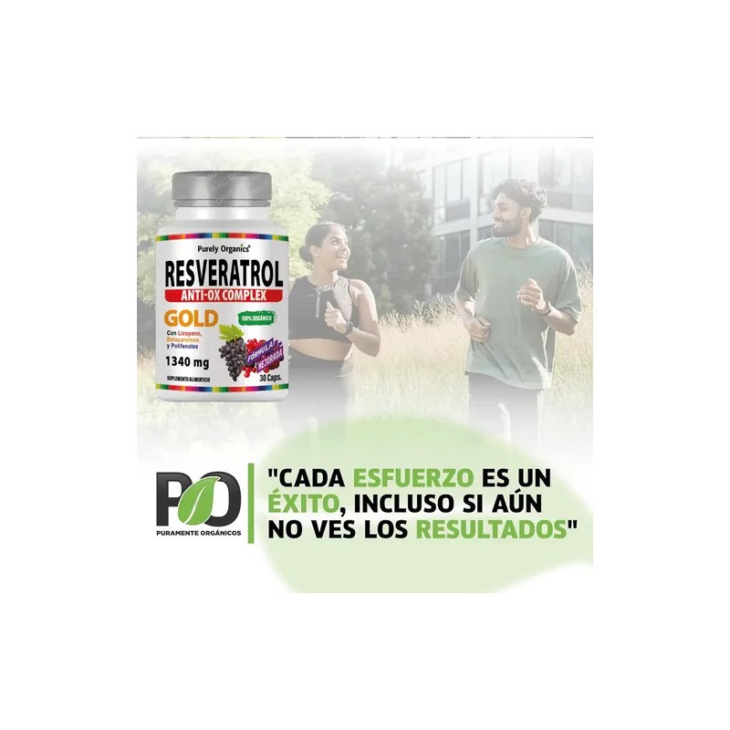 Resveratrol Anti-ox Complex Gold Antioxidante 30 Cápsulas sin sabor. Purely