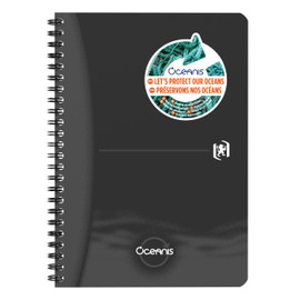 Oxford 1 x A5 Squared Spiral Notebook - Oceanis Recycled Plastic from the Sea - 180 Pages - Black