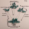 Teyglen Peacock Green Wedding Rhinestone Hair Comb and Crystal Hair