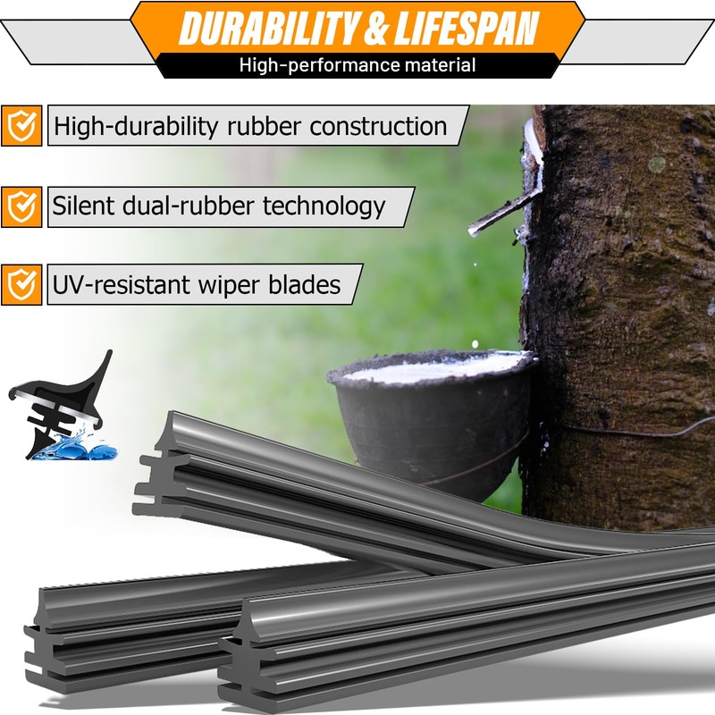 AUTOBOO 24"+22" Windshield Wipers with 12" Rear Wiper Blade Replacement