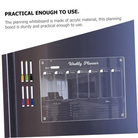 OHPHCALL 1set Magnetic Weekly Planner Board Acrylic Dry Erase Refrigerator Organizer for Meal Planning Family Schedules and Reminders Includes Markers and Eraser for Home and Office Use