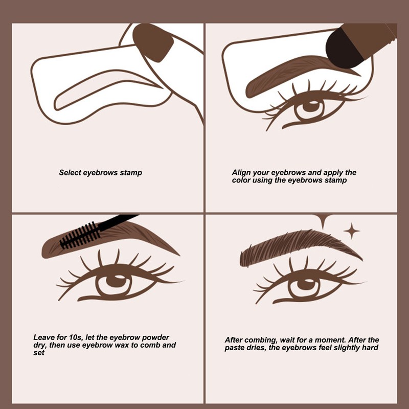 Eyebrow Powder Stamp Kit with 2Pcs Brushes 20Pcs Stencils Long