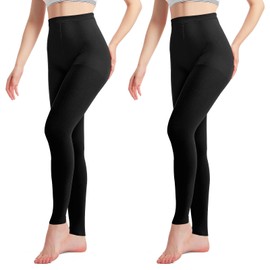 2 Pairs Medical Compression Pantyhose for Men & Women, 20-30mmhg Gradient Support Tights pants, Open Toe High Waist Tights, Graduated Tights for Varicose Veins, Edema, Deep, Vein, Thrombosis , During, Flight (Black, L)