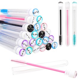 Juego de 48 varitas de rímel desechables, incluye 24 cepillos desechables de carretes de pestañas y 24 tubos de cepillo de pestañas vacíos reutilizables para mujeres y niñas, kit de brochas de maquillaje