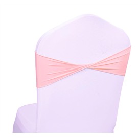 MDS Pack of 125 Spandex Chair Sashes Bows Elastic Stretch Dining Chair Bands Ties Without Slider Buckle Universal fits for Wedding Baby Shower Birthday Party Banquet Event Decoration - Dusty Rose