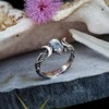 ASFKIPMF Moonstone Ring Sterling Silver Moon Phase Ring Oval Moonstone