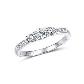 SILBERTALE 3 Round Moissanite Rings for Women- S925 Sterling Silver D Color Lab Created Round Cut - Hypoallergenic & Comfortable Jewelry for Daily Wear with GRA Certificate