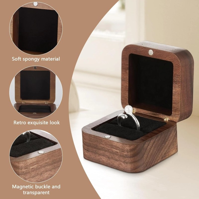 Brand: Loetere 6 Pcs Wooden Ring Boxes for Wedding Ceremony