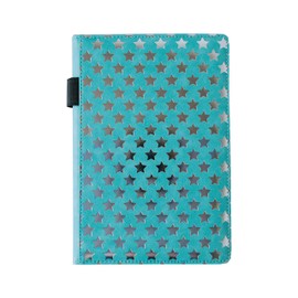 EJRange Notebook A5 Lined Note Pad- Padded Wipe Clean Cover Ruled Journal Notebooks Stationary, 192 Pages, Stars Design(Turquoise)