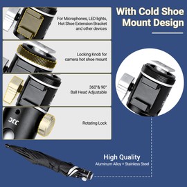 3 Level Height Adjustable Camera Hot Shoe Umbrella, Upgrade Camera Rain Umbrella with Cold Shoe Mount, Camera Rain Cover Protector Sunshade for Canon Sony Nikon Fuji DSLR & Mirrorless Camera