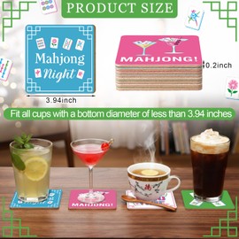 Patelai 8 Pcs Mahjong Coasters, 3.94" x 3.94" Drink Coasters Colorful Mah Jong Gift and Accessories for Mahjong Cup, Drink, Table Game or Game Night Party Supplies Decoration (Cute)