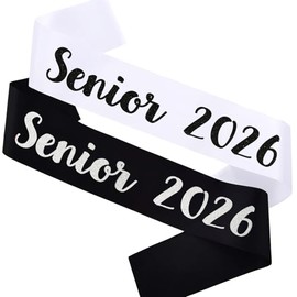 MUMUNN 2 PCS Senior 2026 Sash, Glitter Black Finally Graduated Cheerleader Celebration Graduation Party Decorations Supplies, Senior Sash 2026