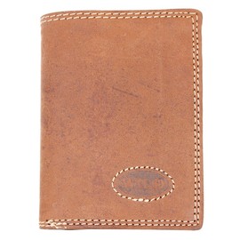 Small Trifold Vertical Designed Genuine Leather Pocket Size Wallet Wild, brown
