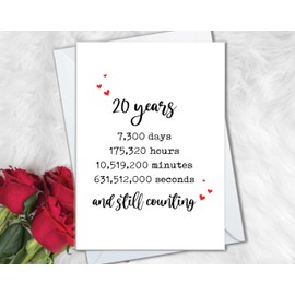 20th Anniversary Card for Men Women, 20 Years Together and Counting Cards for Husband Wife, 20 Year Anniversary Cards for Friends Family Parents (20)