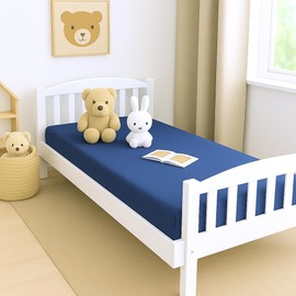 leevitex® Premium Children's Fitted Sheet, Set of 1, for Baby Cot and Cot, 70 x 140 cm, 100% High-Quality Mako Jersey Cotton, 170 g/m², Oeko-Tex Tested, Navy Blue
