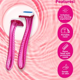 Floren Bikini Line Razor for Women | Aloe Vera & Vit E | Gentle on Skin | Hair Removal Razor | No Irritation | Pack of 2