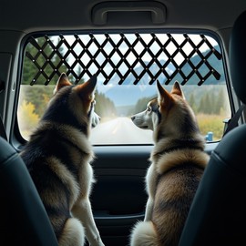 Fudajo Dog Guard for Car Windows 17.7 x 24 cm, Extendable Ventilation Grille, Fresh Air Grille for Pets, Window Grille Black, Grille for Cars