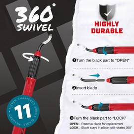 AFA Tooling Pen Deburring Tool, 11 M2 HSS Blades, Red Handle & Clip
