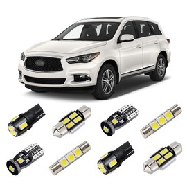 BRISHINE White Interior LED Lights Kit Compatible with Infiniti QX60 2014 2015 2016 2017 2018 2019 2020 2021 2022 Super Bright 6000K Interior LED Bulbs Package + License Plate Lights and Install Tool