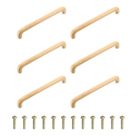 sourcing map 6Pcs Wood Drawer Pulls Handles, 192mm/7.56" Hole Spacing Wood Cabinets Drawer Knobs Pull Handles with Screw Set for Kitchen Cabinets Dresser Furniture