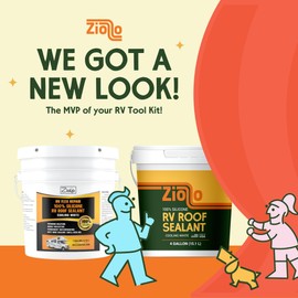 Ziollo RV Roof Sealant - Leak Repair 100% Silicone Liquid Rubber - Premium Waterproof Coating for Campers, Pop Up, Motorhomes, and Travel Trailers - Easy DIY Application - White 1 Gallon