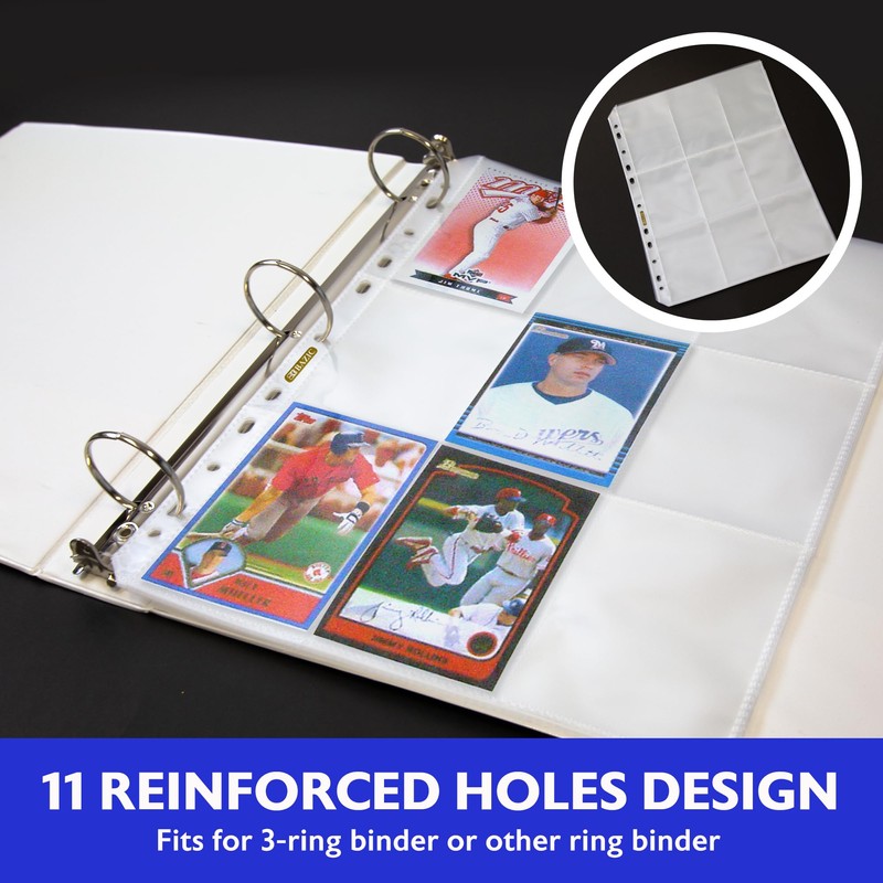 BAZIC Products Sports Card Holder Protector Sheet, 9 Pockets Plastic