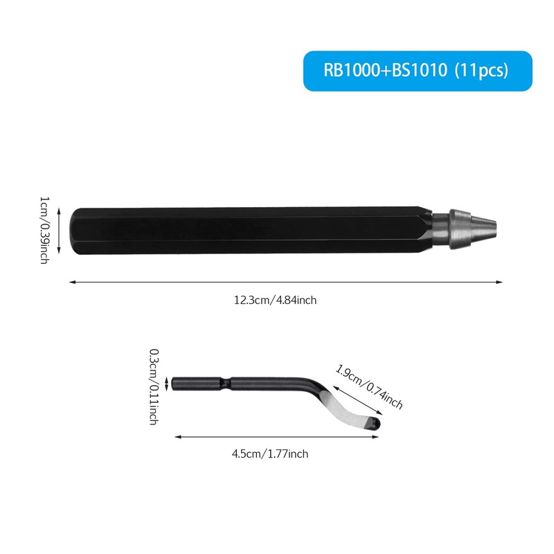 QIMEI-SHOP Deburring Tool Hand Deburring Tool with 10 Blades 360°