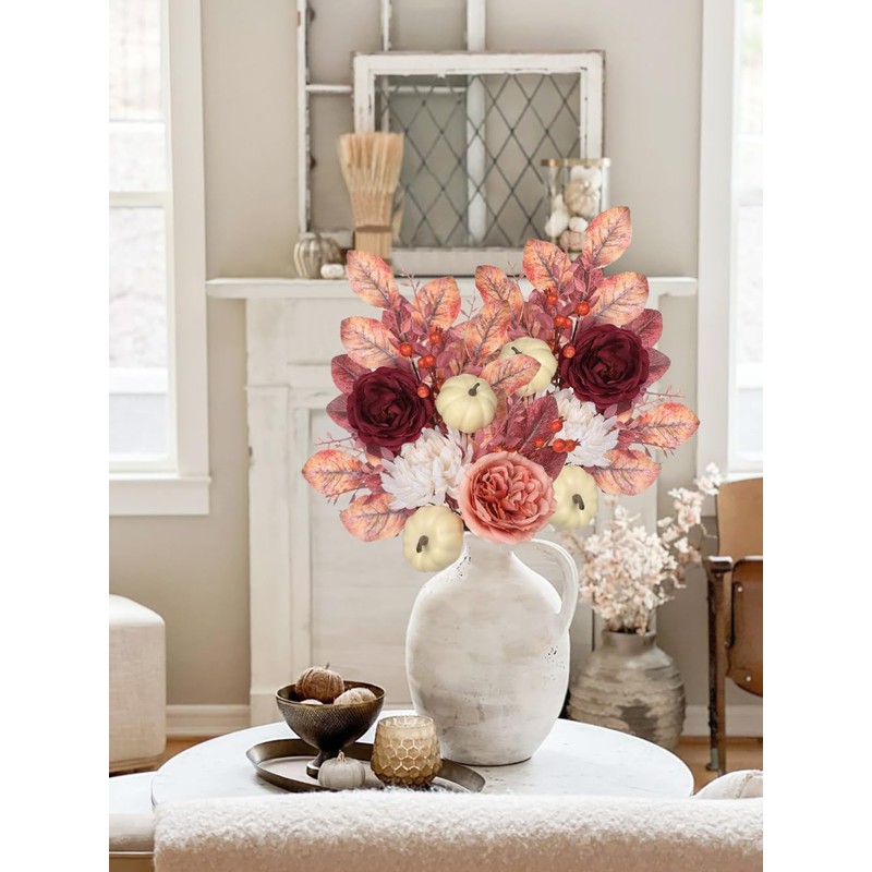 Fake Fall Flowers Bouquet Arrangements Artificial Silk Flower Stem with