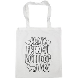 Hippowarehouse Crazy french bulldog lady dog Tote Shopping Gym Beach Bag 42cm x38cm, 10 litres