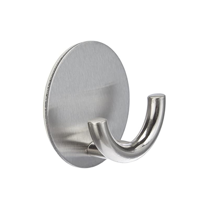 Wenko 4466190100 Wall hook Rondo Matt selfadhesive, Metal Stainless steel,