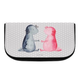Mr. & Mrs. Panda Axolotl Love Cosmetic Bag, Gift, Newt, Taillurch, Lurch, Make-Up Bag, Big Love, Toiletry Bag, Toiletry Bag, gray, Hand Drawn