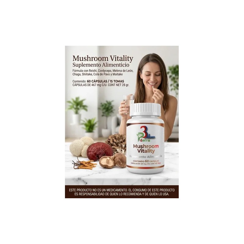 Mushroom Vitality 60cap 3balancepoints Energíaconcentración