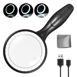 Magnifying Glass with Light, 33 LEDs 30X Magnifying Glass for Reading Lighted - USB Rechargeable Magnifying Glass Magnifier Magnifier with Light