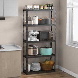 Tangkula 5-Tier Garage Storage Shelves, Heavy Duty Metal Storage Shelving Unit, Adjustable Utility Storage Rack Organizer for Warehouse Kitchen Pantry Basement, 35.5" L x 12" W x 72" H (2, Black)